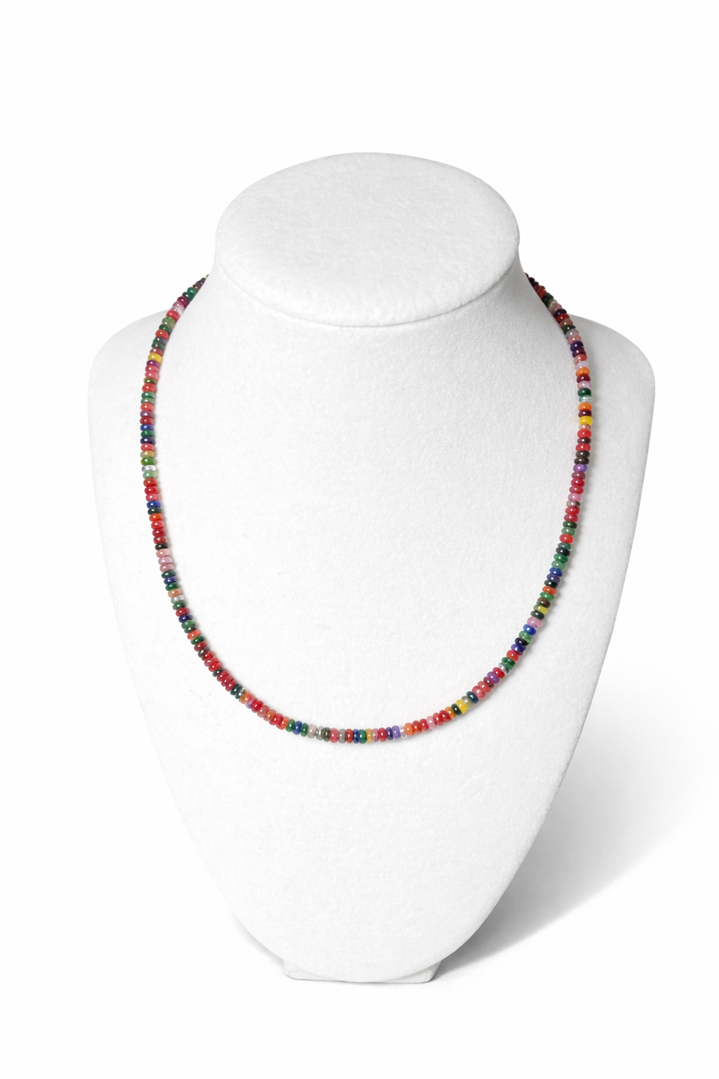Multi-Colored Jade and Silver Hematite Necklace