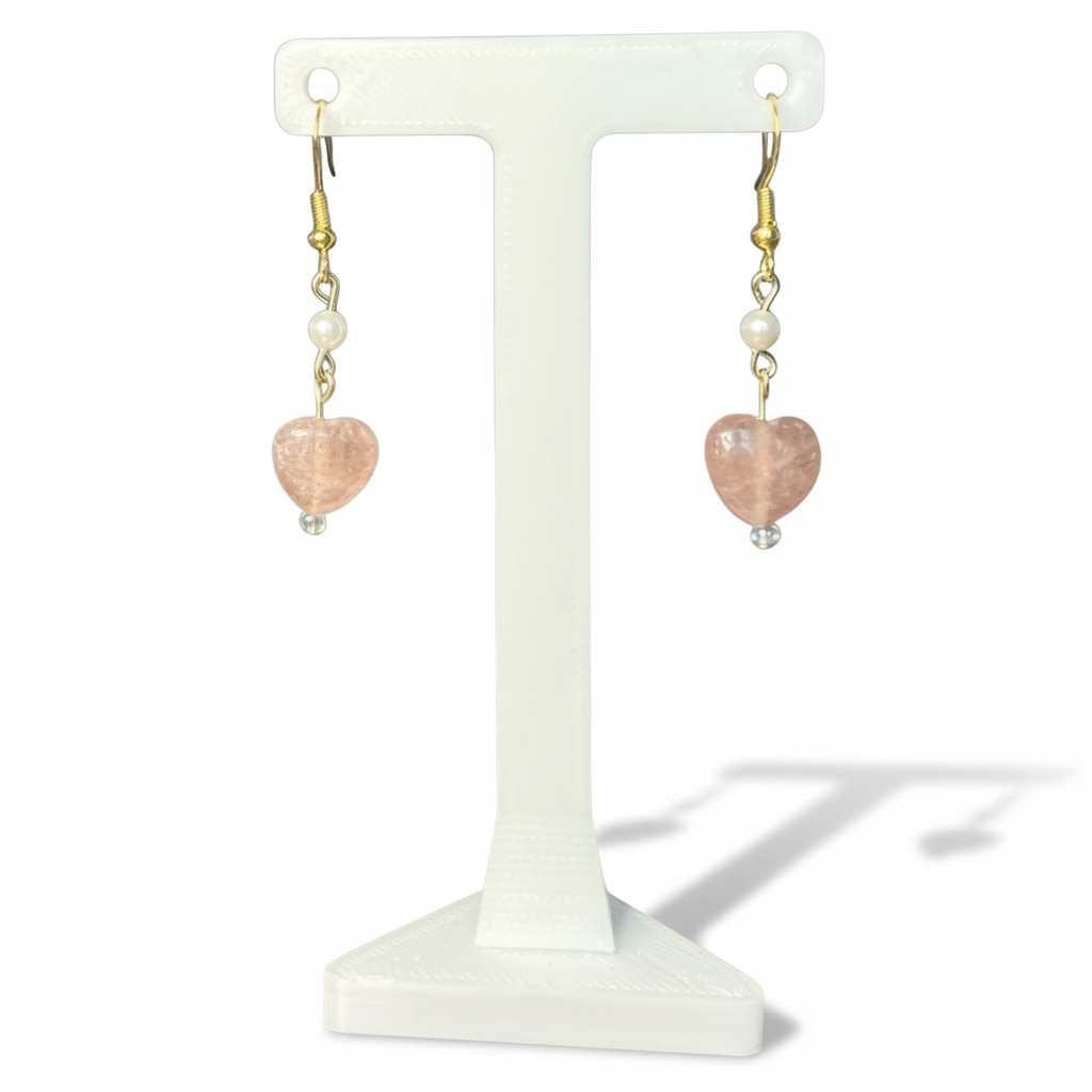 Strawberry Quartz Heart Earrings