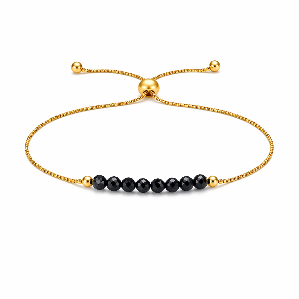 Black Spinel Lariat Bracelet