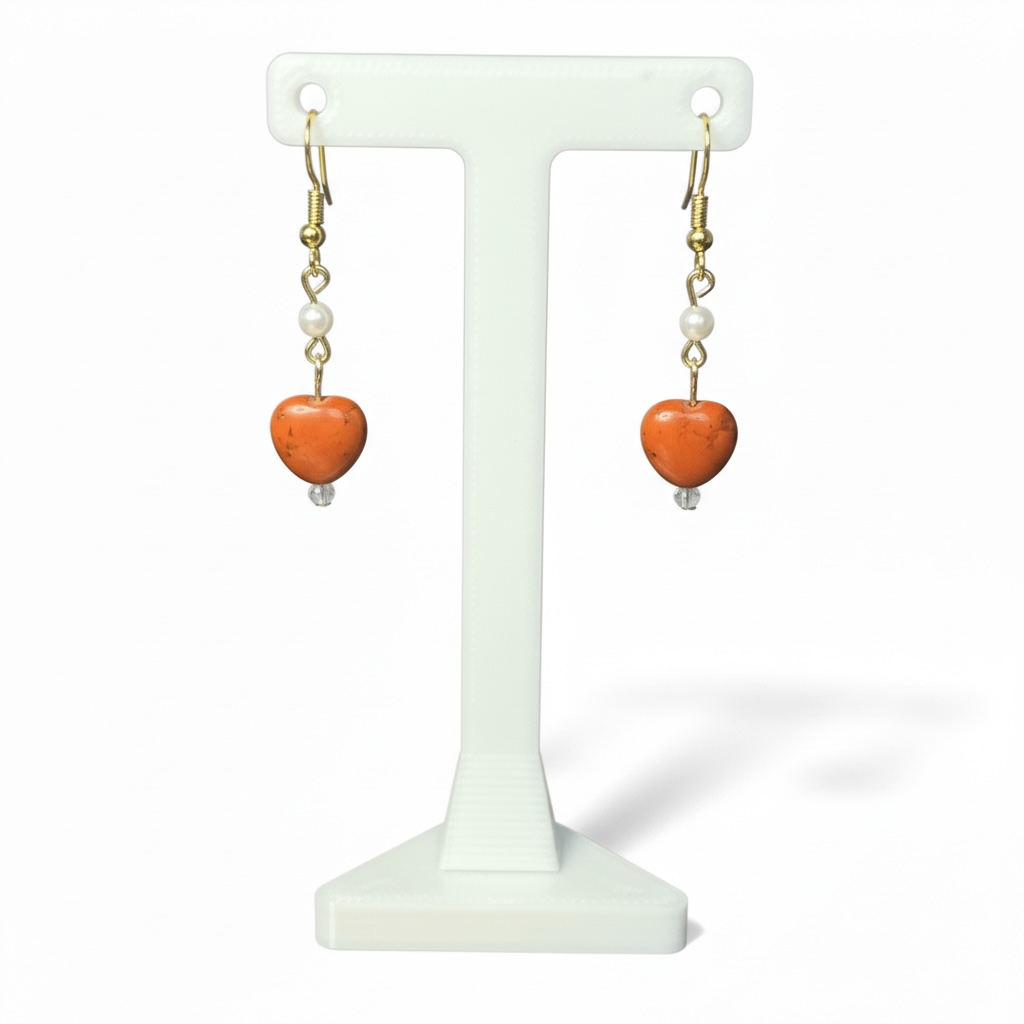 Red Jasper Heart Earrings