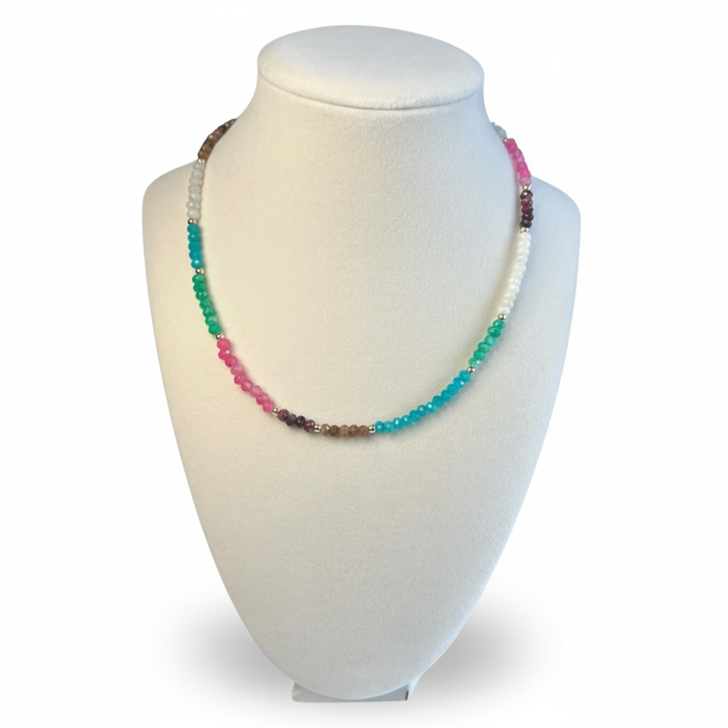 Faceted Multi-Colored Jade Necklace