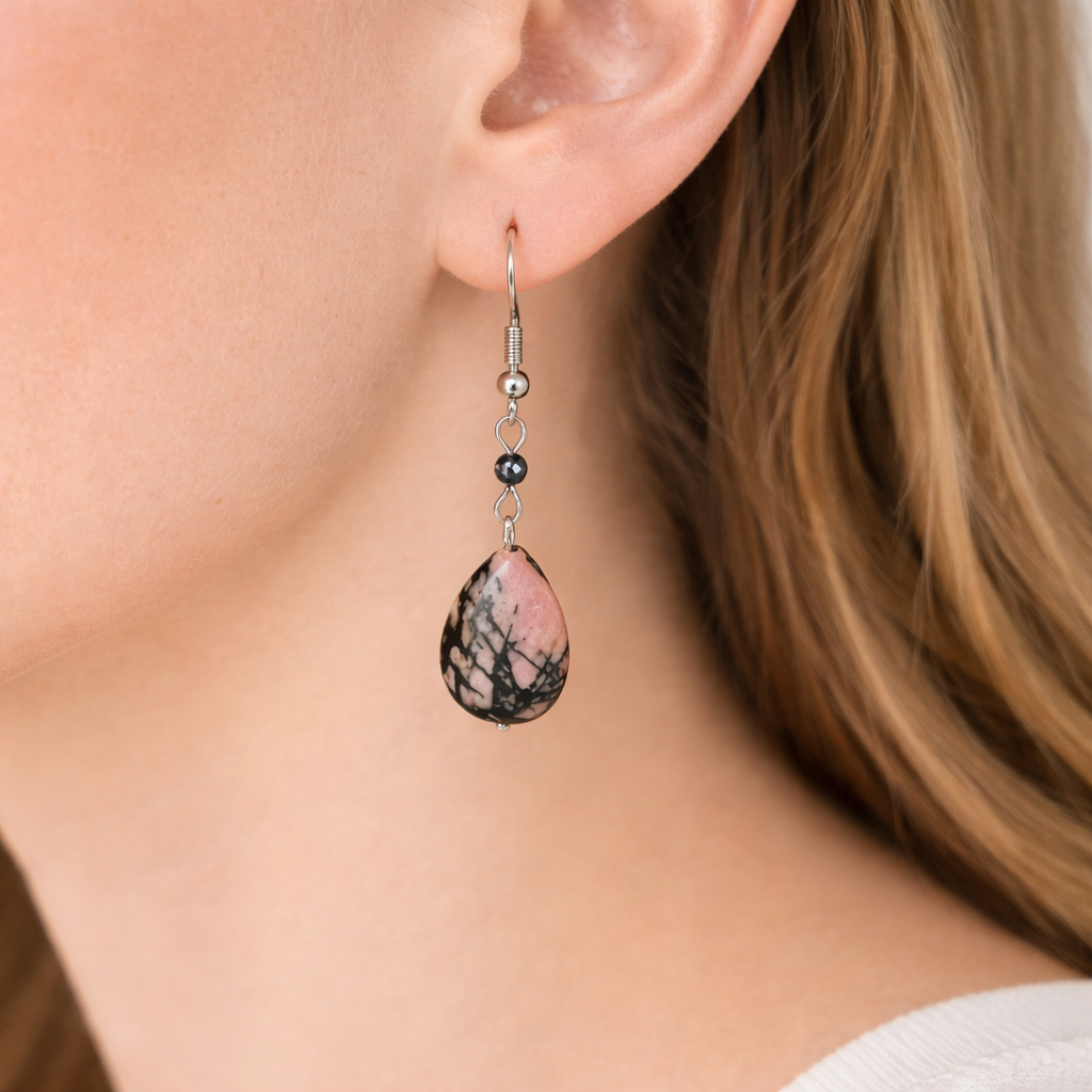 Rhodonite Teardrop Earrings