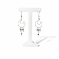 Black Spinel Moon Earrings