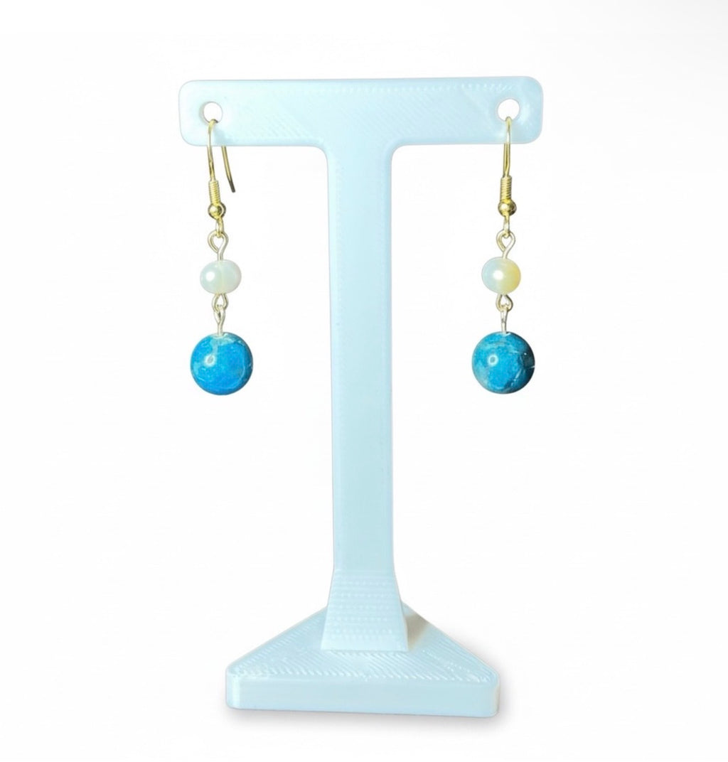 Blue Apatite and Freshwater Pearl Set