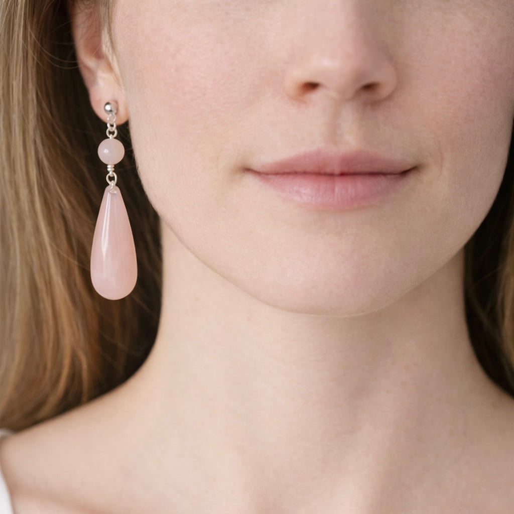Rose Quartz Teardrop Earrings