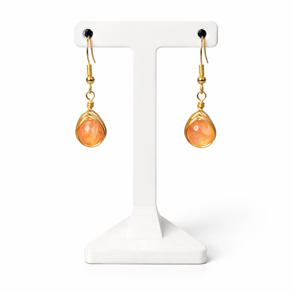 Wire Wrapped Gemstone Earrings