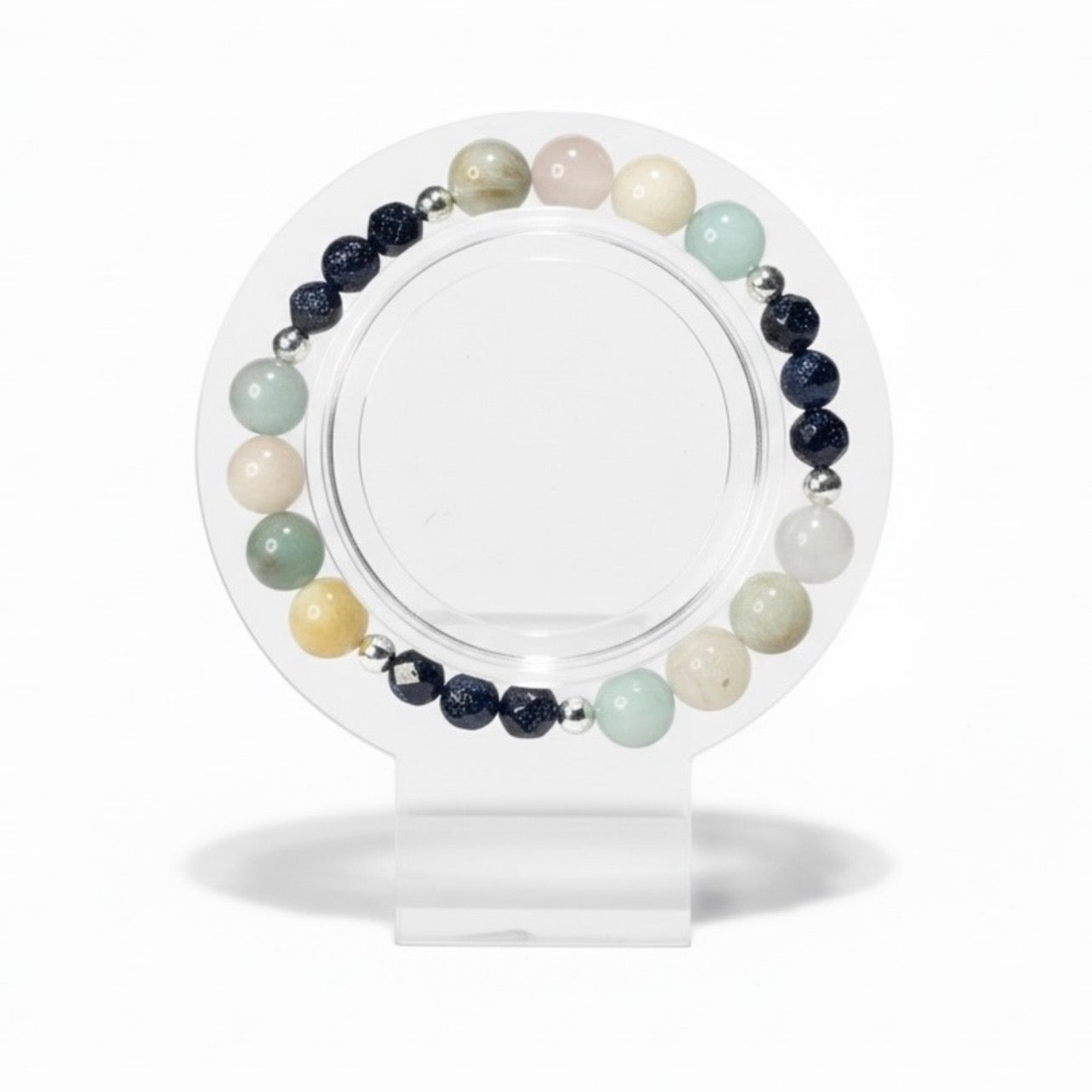Flower Amazonite and Goldstone Bracelet