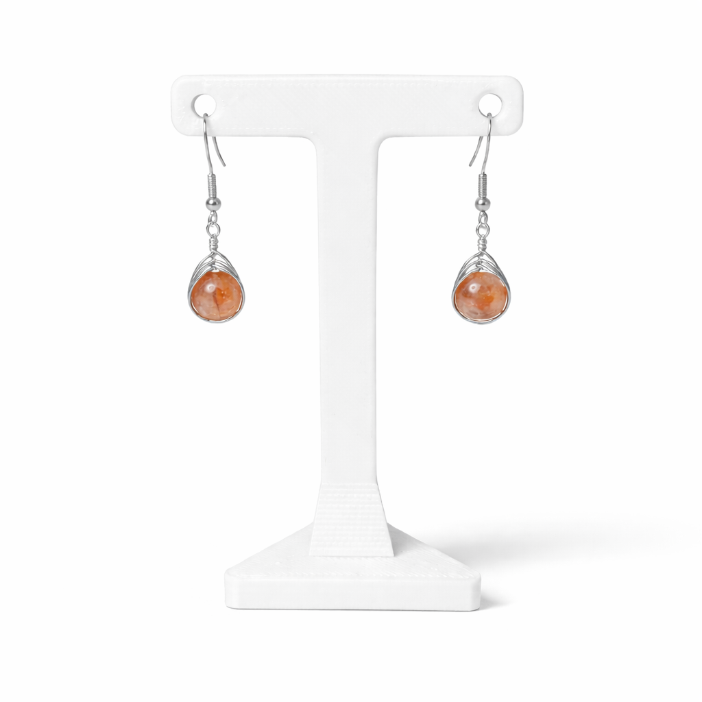 Wire Wrapped Gemstone Earrings