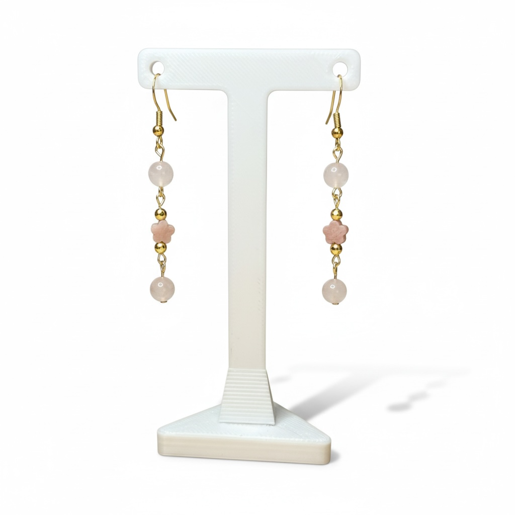 Rose Quartz and Rhodonite Earrings
