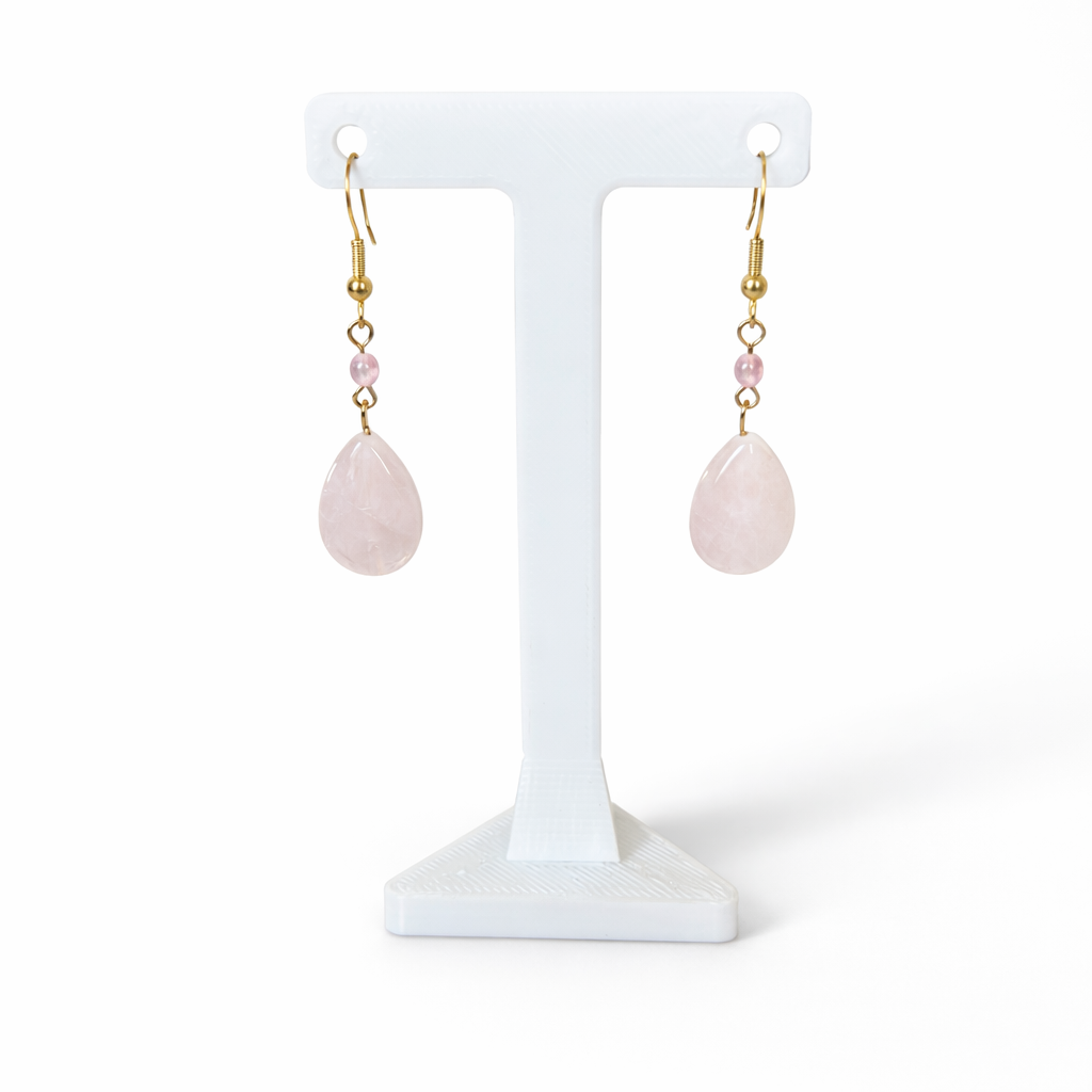 Rose Quartz Teardrop Earrings
