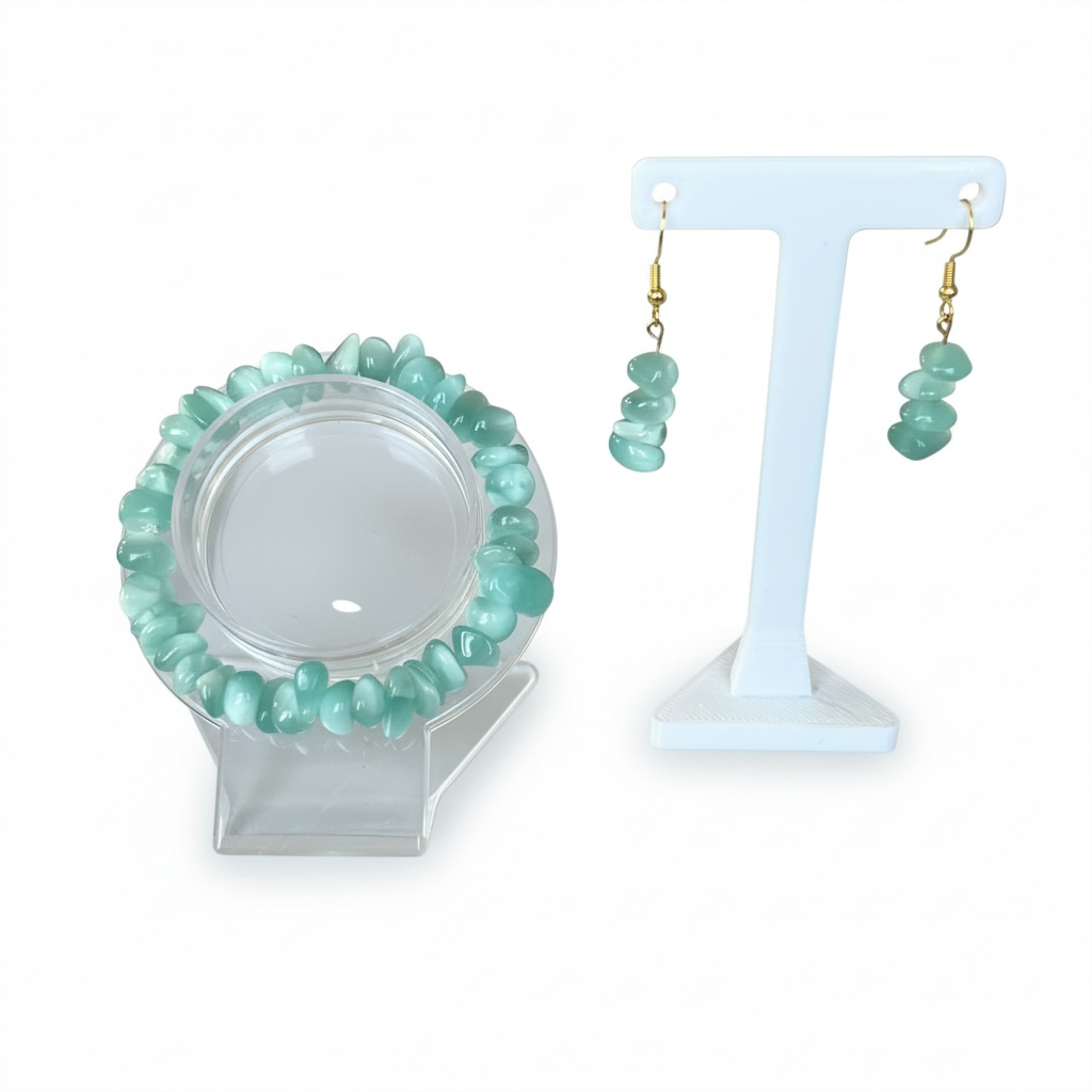 Green Moonstone Chip Jewelry Set