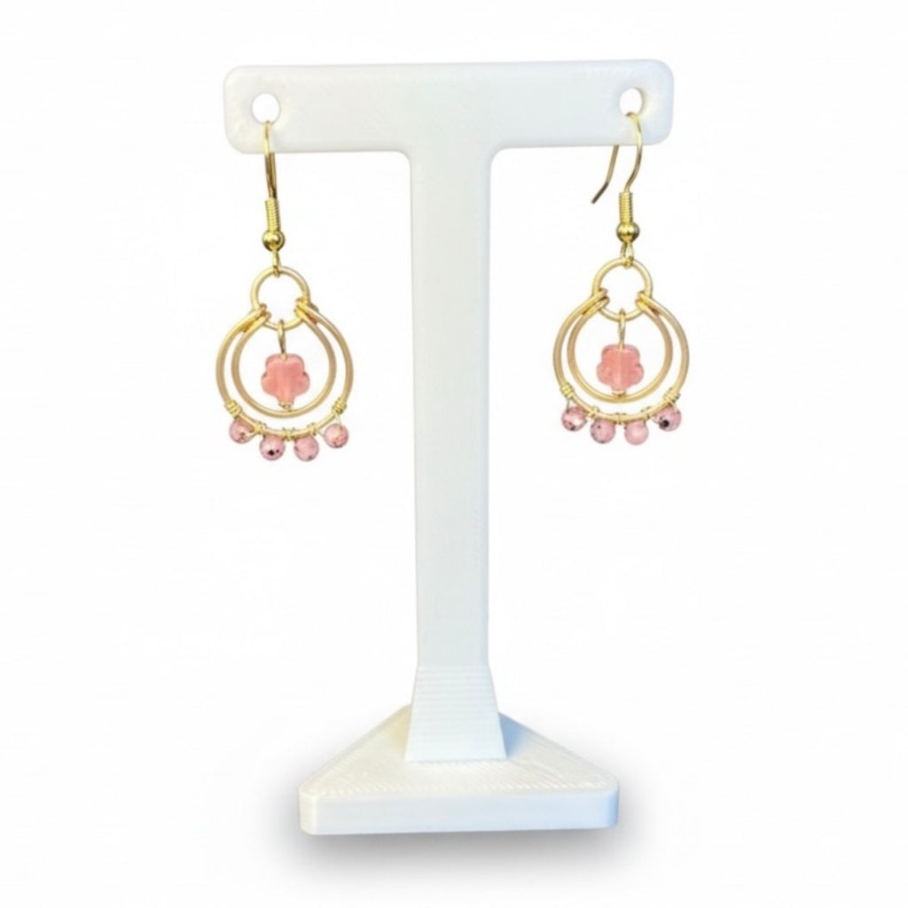 Rhodonite and Ruby Earrings