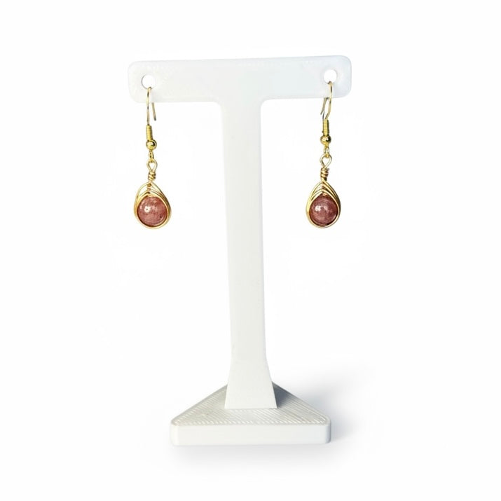 Wire Wrapped Gemstone Earrings