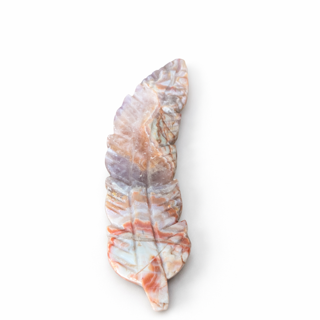 Amethyst Lace Agate Feather Carving