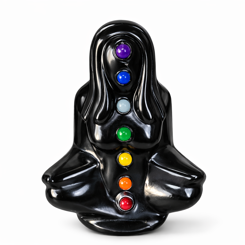 Obsidian Chakra Meditation Carving