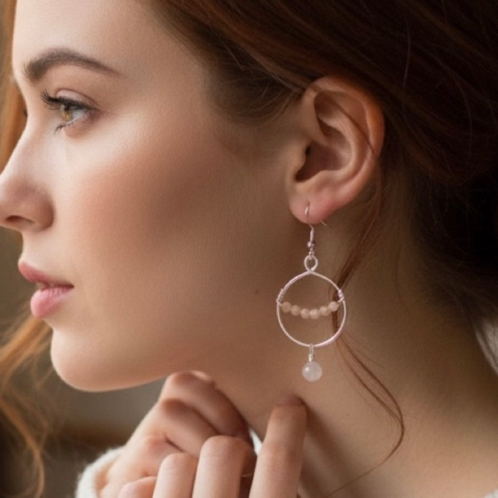 Peach Moonstone Earrings