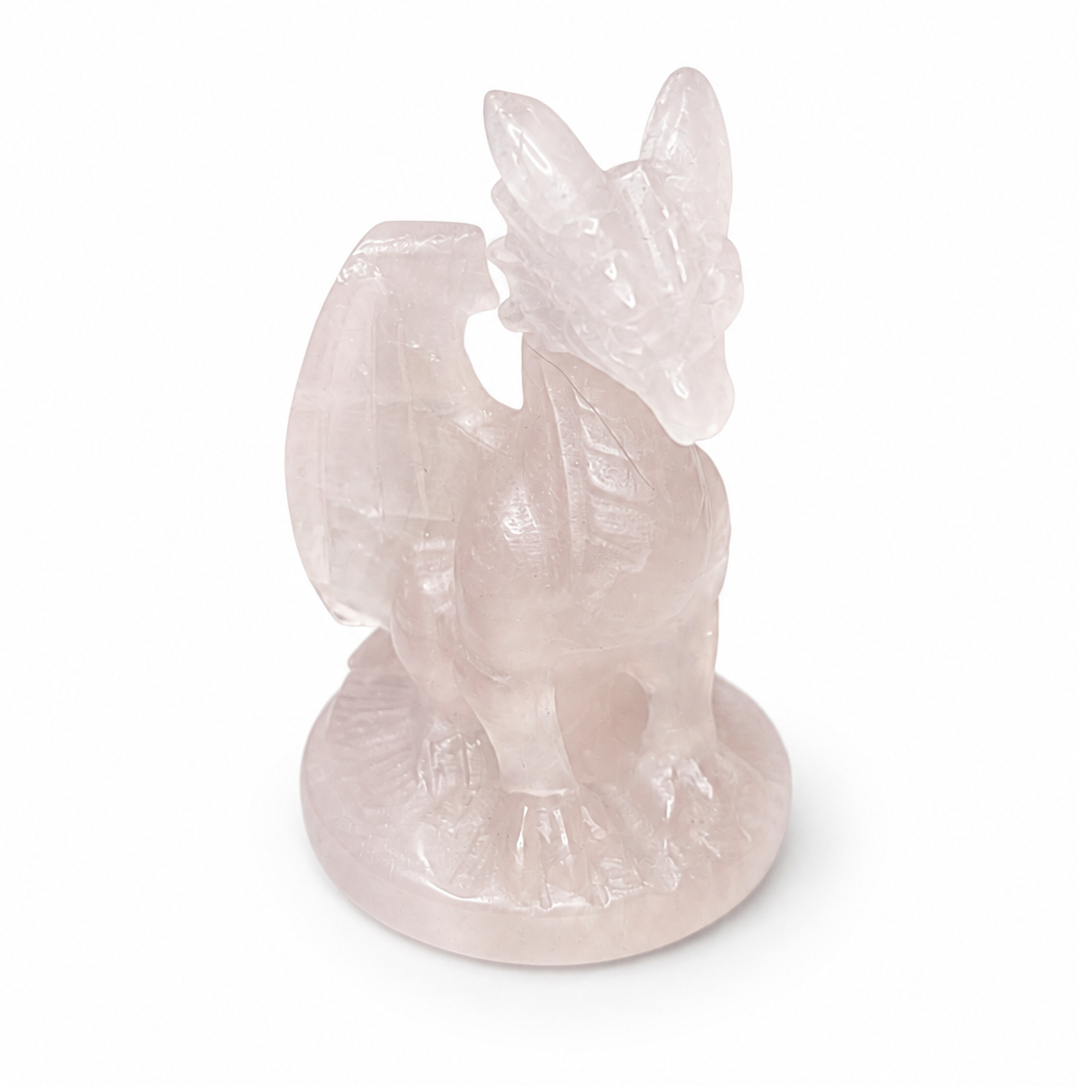 Rose Quartz Dragon Carving