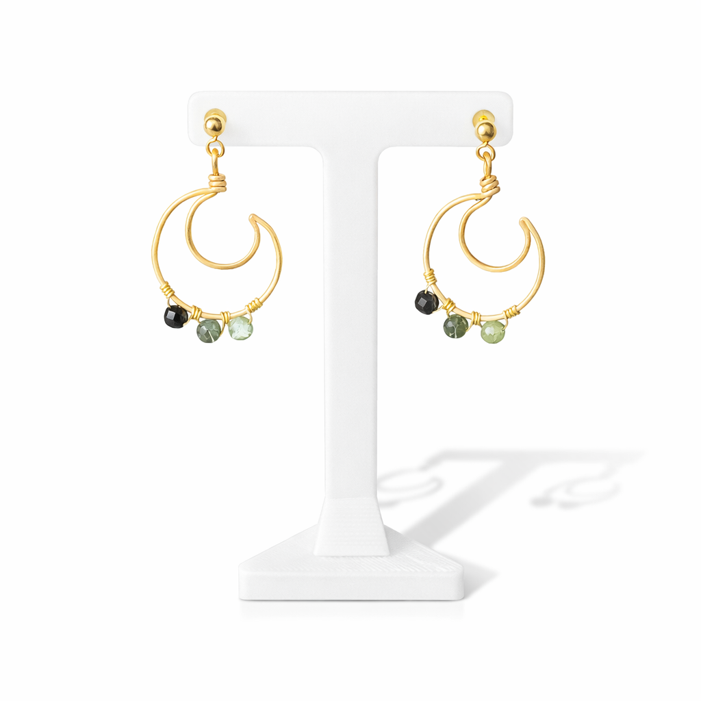 Green Tourmaline Moon Earrings