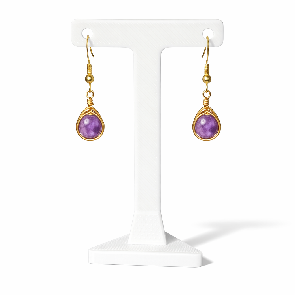 Wire Wrapped Gemstone Earrings