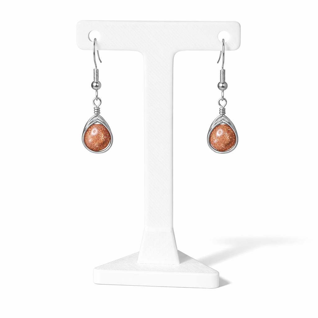 Wire Wrapped Gemstone Earrings