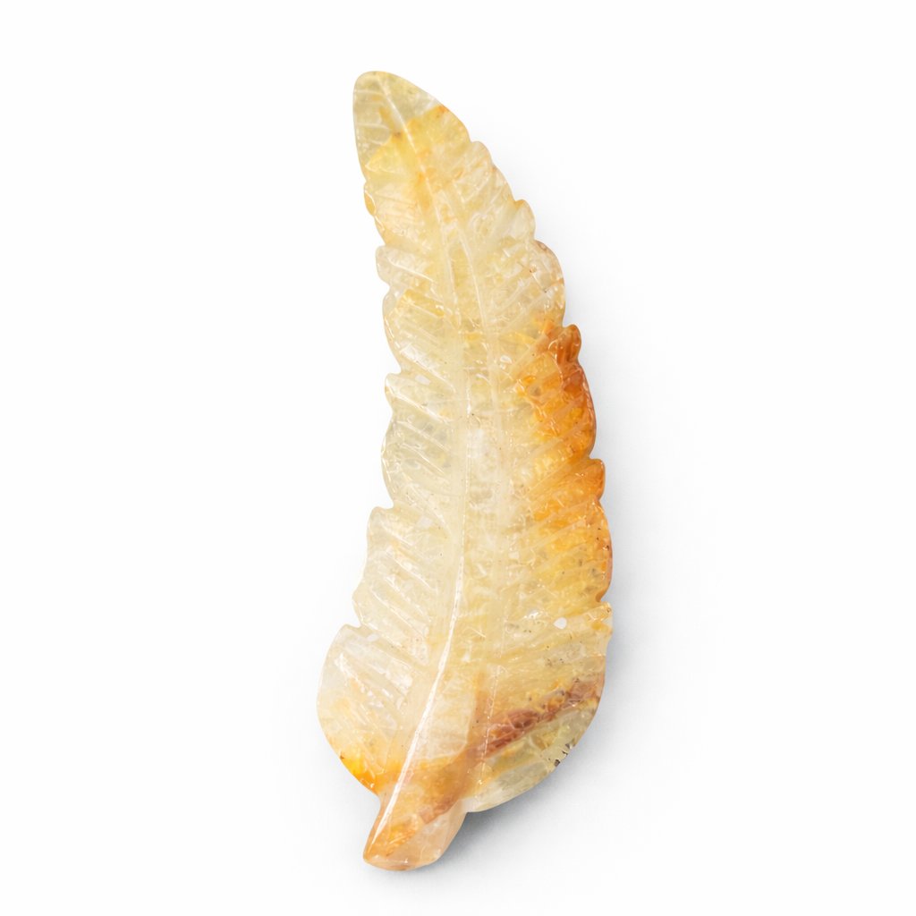 Golden Healer Quartz Feather Carving