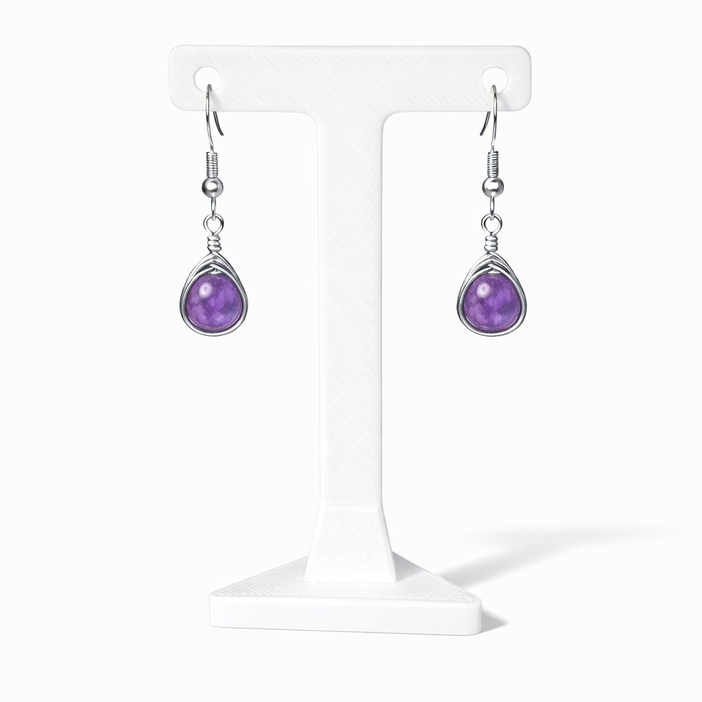 Wire Wrapped Gemstone Earrings