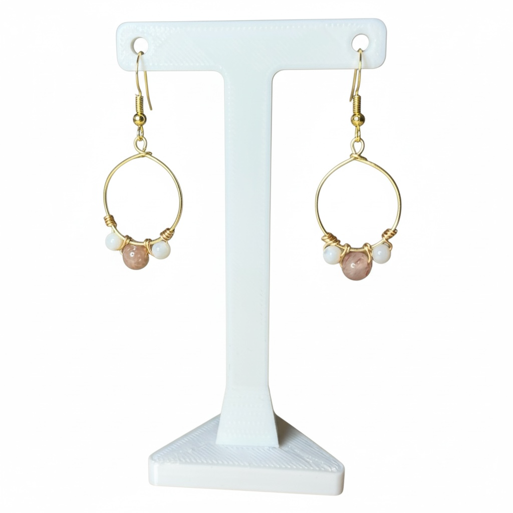 MOP and Strawberry Quartz Earrings