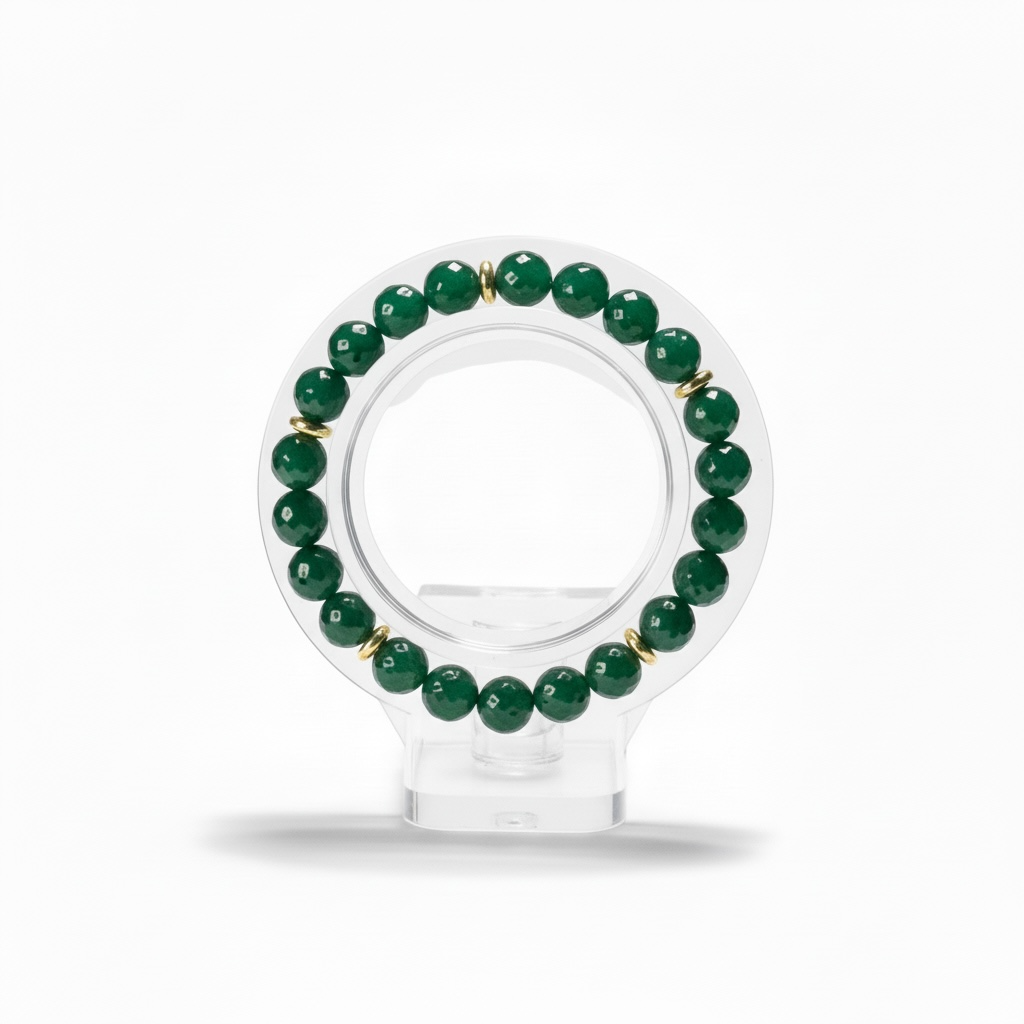 Faceted Green Malaysian Jade with Gold Hematite Bracelet