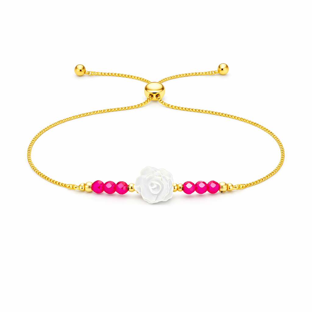 Ruby and MOP Rose Lariat Bracelet