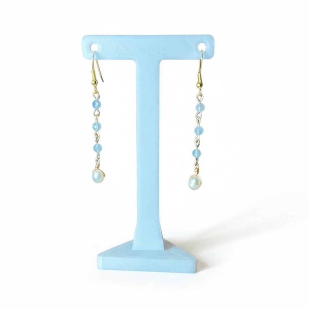Aquamarine and Freshwater Pearl Earrings