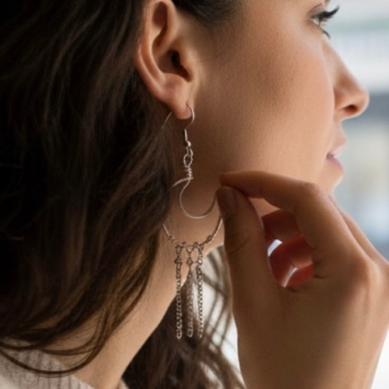 Smoky Quartz Moon Earrings
