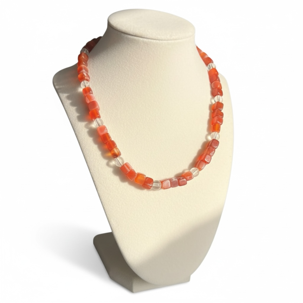 Carnelian and Clear Quartz Neclace