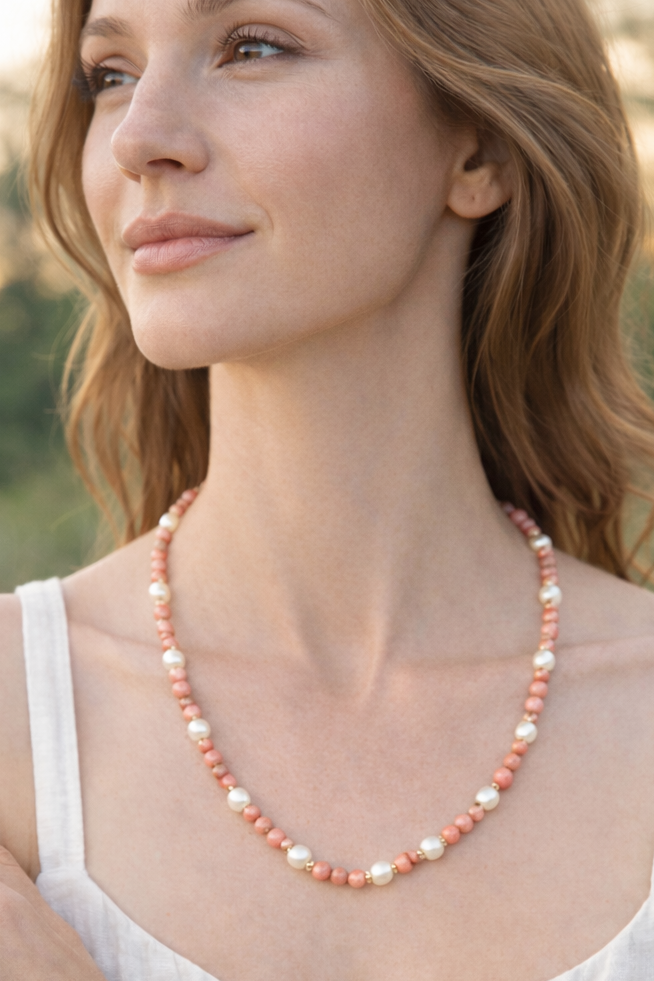 Rhodonite and Freshwater Pearl Set