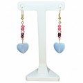 Opalite Heart and Jade Earrings