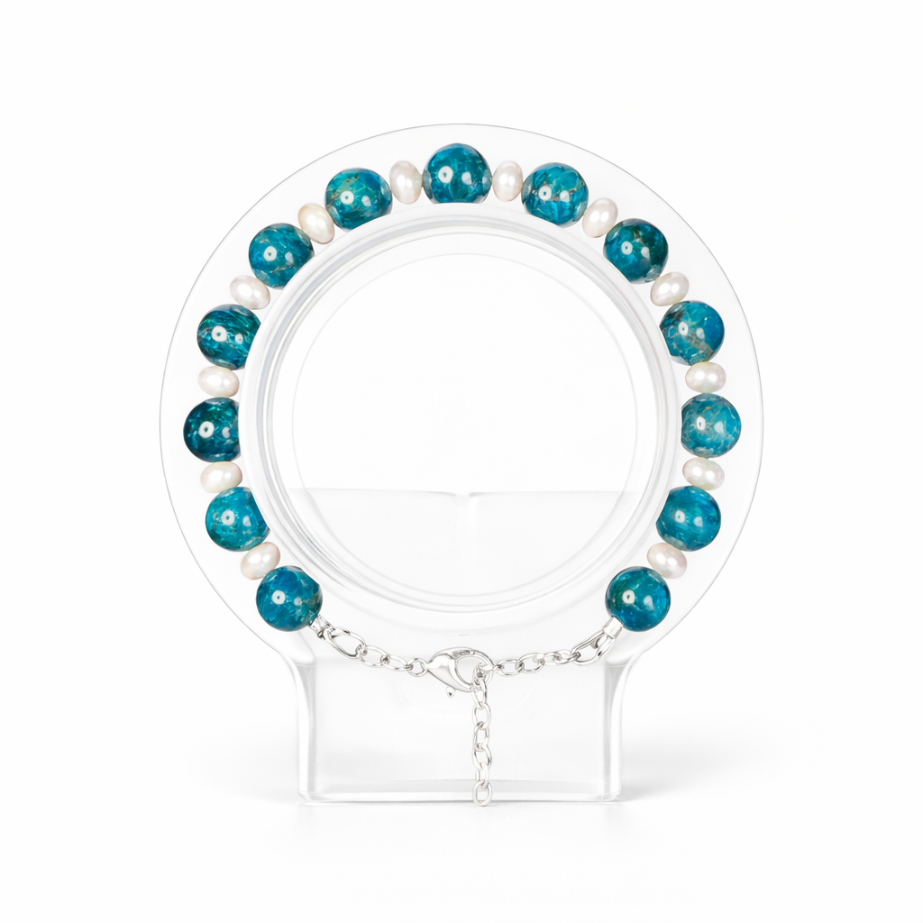 Blue Apatite and Freshwater Pearl Set