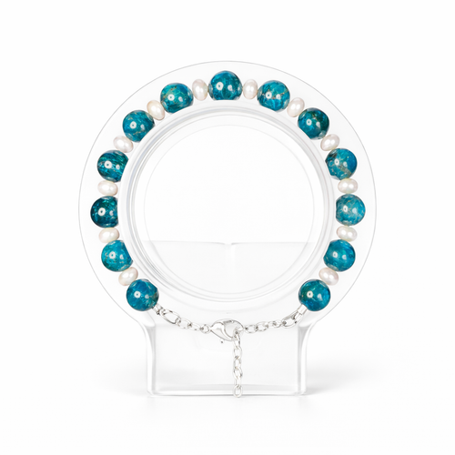Blue Apatite and Freshwater Pearl Set