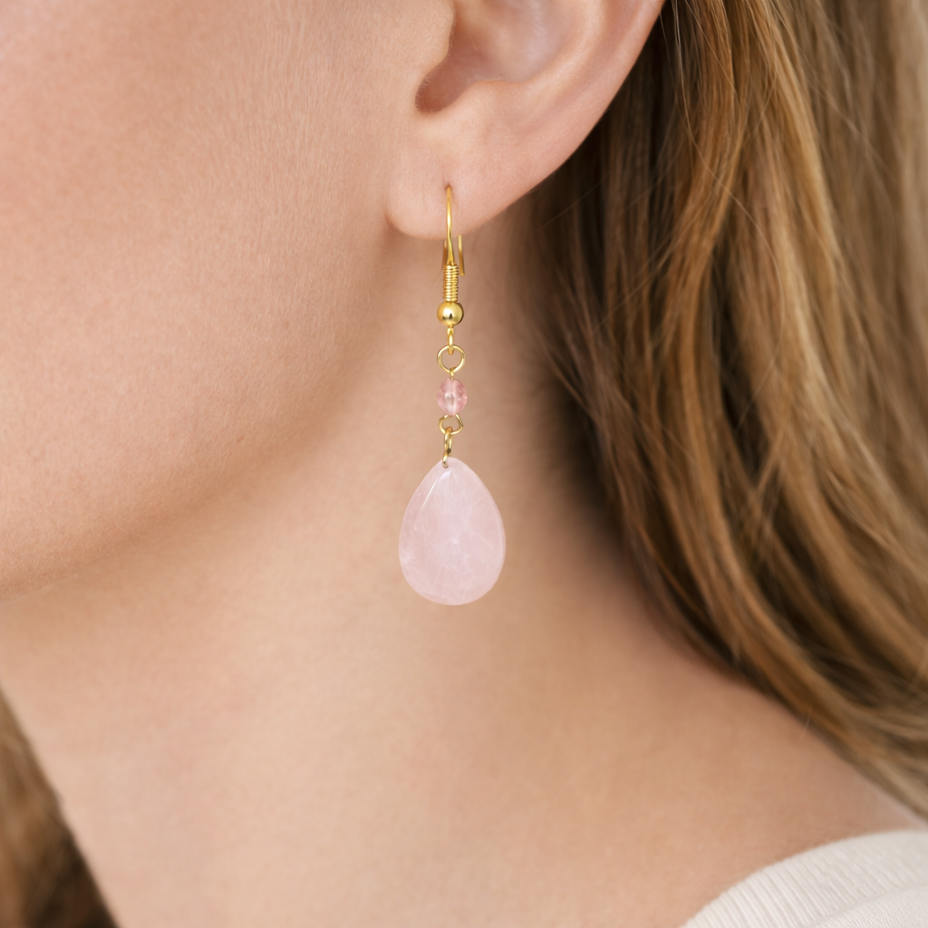 Rose Quartz Teardrop Earrings