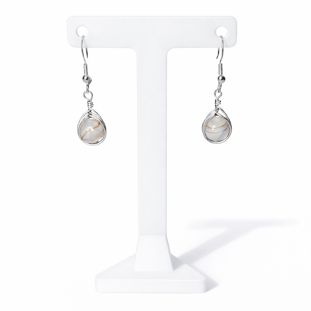 Wire Wrapped Gemstone Earrings