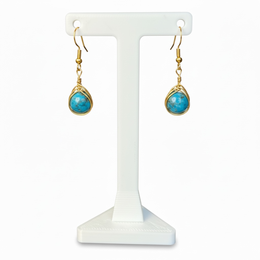 Wire Wrapped Gemstone Earrings