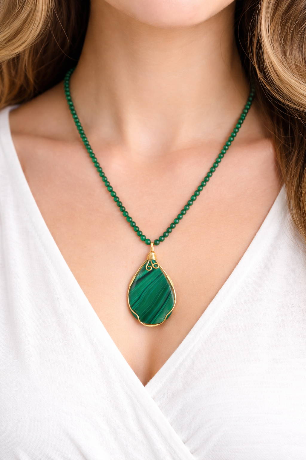 Malachite Necklace with Pendant