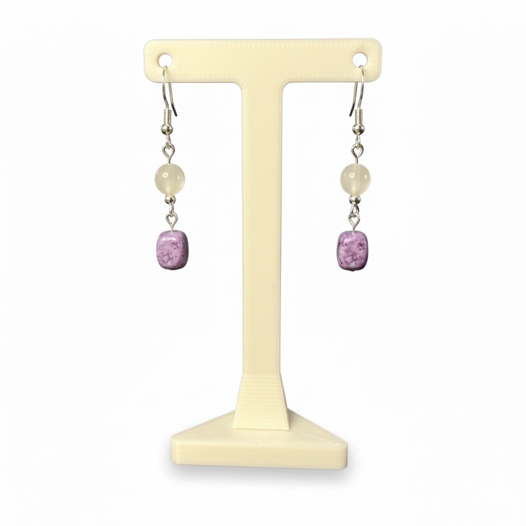 Charoite and Moonstone Earrings