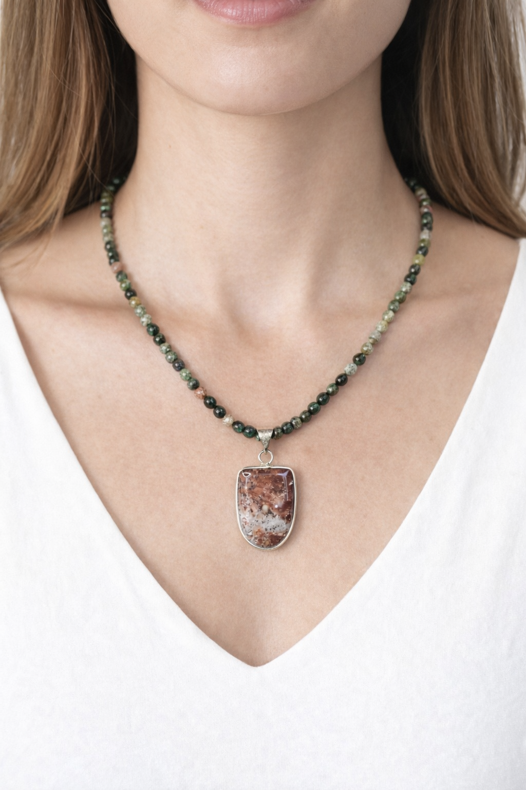 Indian Agate Necklace with Pendant