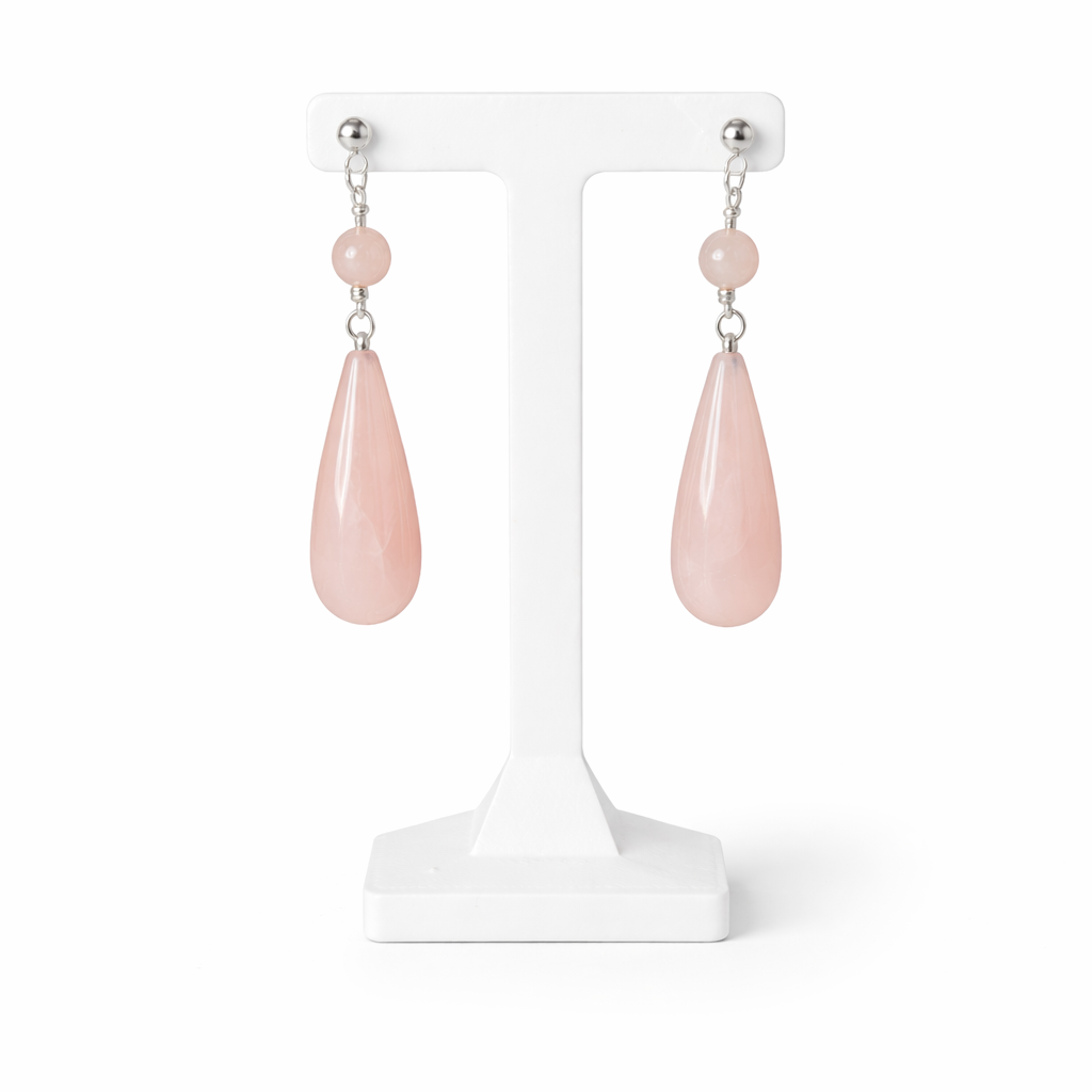 Rose Quartz Teardrop Earrings