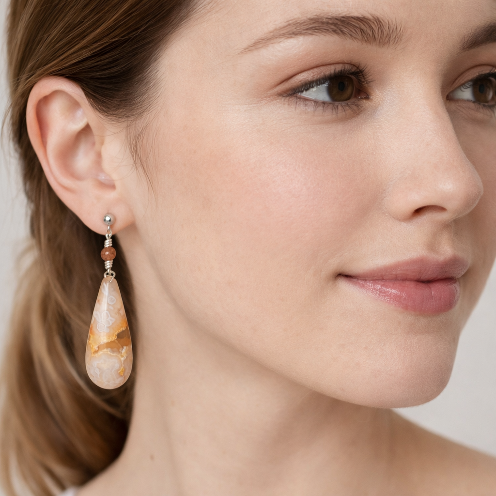 Flower Agate Earrings