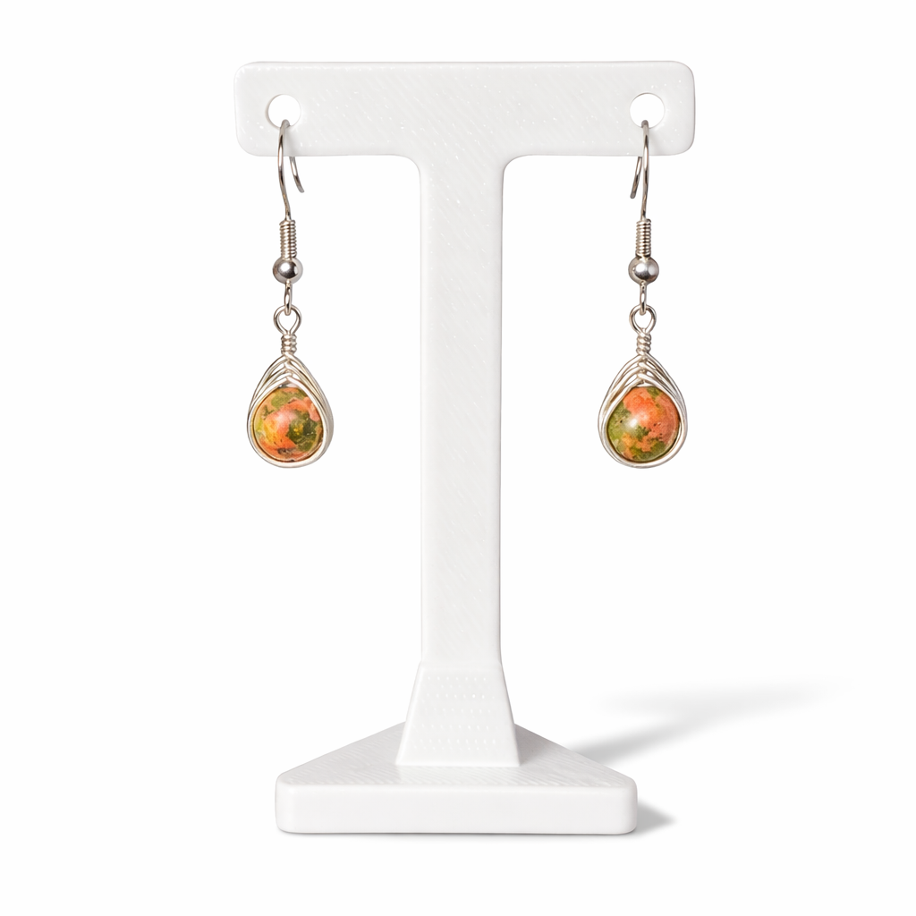 Wire Wrapped Gemstone Earrings