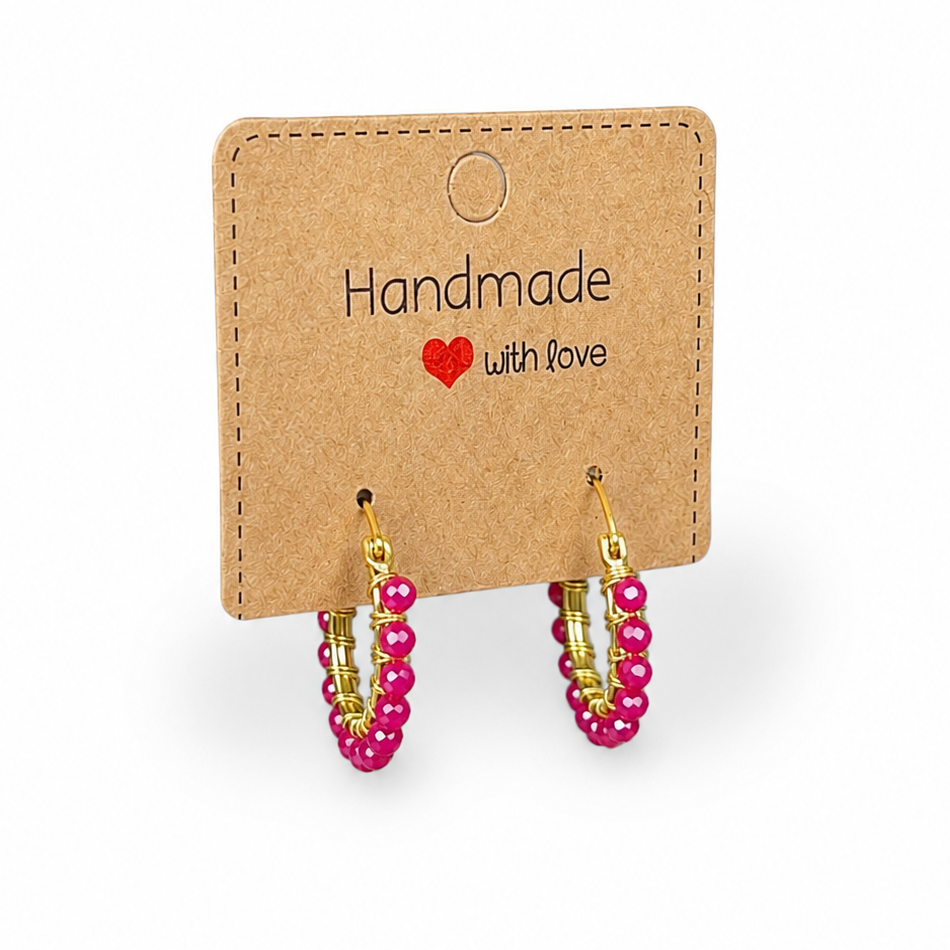 Wire Wrapped Ruby Hoops