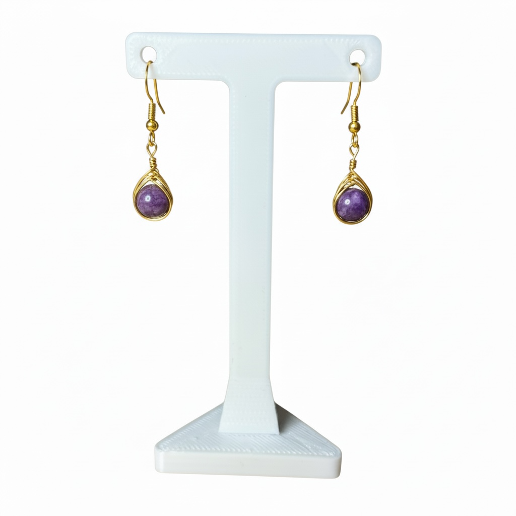 Wire Wrapped Gemstone Earrings