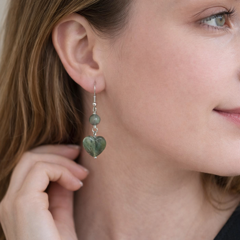 Labradorite Heart Earrings