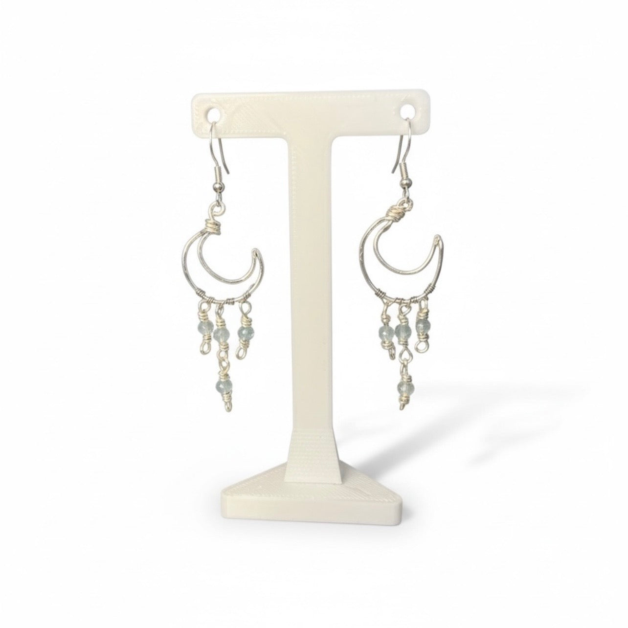 Aquamarine Moon Earrings