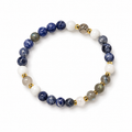 Sodalite, Rutilated Quartz, and White Jade Bracelet
